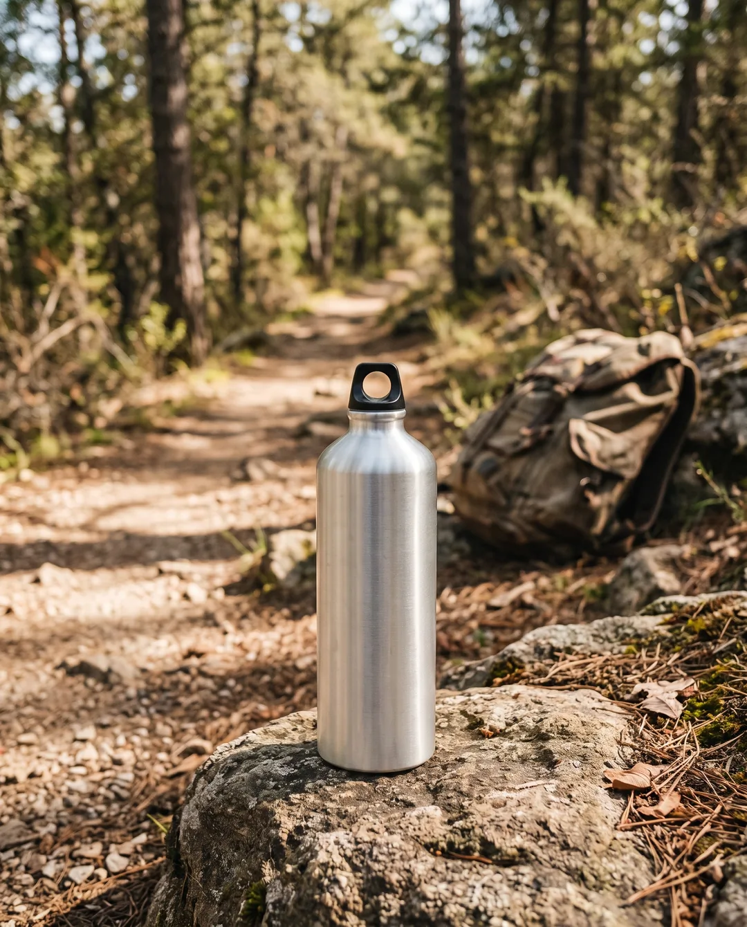 AI ad image of the aluminium water bottle, Lifestyle, Feed 4:5